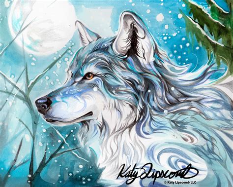 Blue Winter Wolf Print from Katy Lipscomb | Winter wolves, Wolf ...