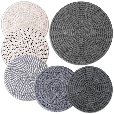 Amazon Billbotk Trivets For Hot Dishes 6 Pieces Pot Holders For Kitchen 100 Cotton Woven