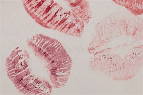 Lipstick Imprints On White Paper Closeup Of Photo Stock Image Image