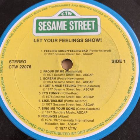 Sesame Street ‎let Your Feelings Show 1977 Vinyl Lp Sesame Street Ctw 22076 4590557663