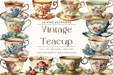 Vintage TeaCup Clipart, Antique Teacup Graphic by sleepyzorgi ...