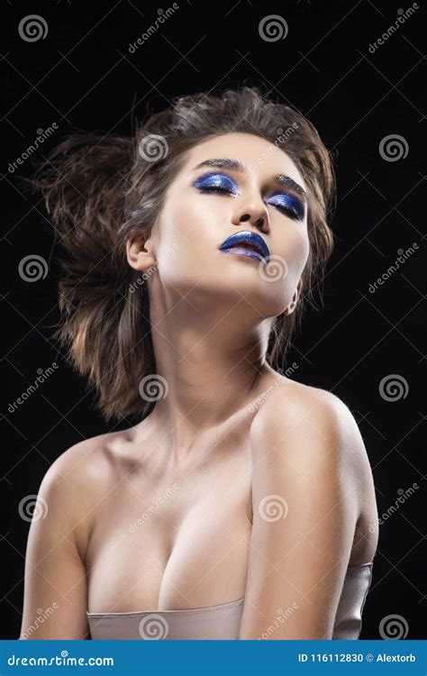 Portrait Of A Beautiful Big Breast Asian Naked Shoulders Vanguard Conceptual Hairstyle And