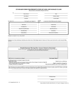 Fillable Online Standard Form For Presentation Of Loss And Damage Claim