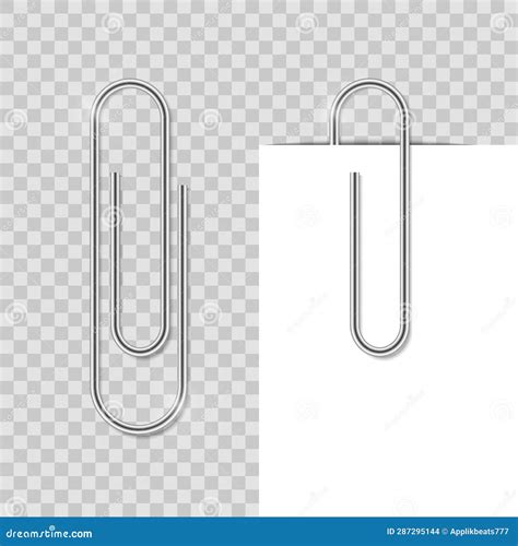 Realostic Paper Clip. Metal School Clip with Shadow. Office Vector