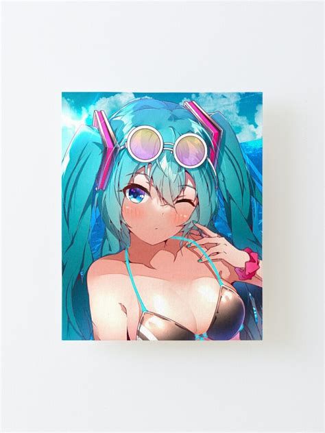 Sexy Hatsune Miku Bikini Waifu Kawaii Hot Vocaloid Lewd Anime Girl Lolita Mounted Print For