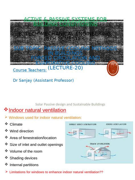 Passive Cooling Methods In Buildings Pdf Evaporation Ventilation