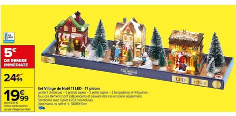 Promo Set Village De Noël 11 Led 17 Pièces chez Carrefour Market