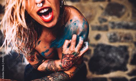 Naked Woman With Tattooes Stock Photo Adobe Stock