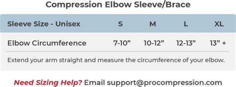 elbow sleevebrace size chart pro compression