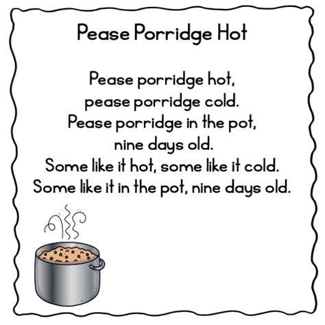 Pocket Chart Poem Pease Porridge Hot Nursery Rhyme Made By Teachers