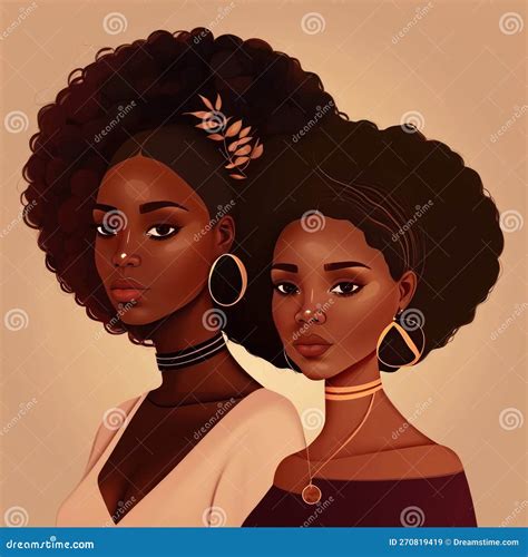 Two Beautiful Black Women Stand Together Image Generative Ai Stock