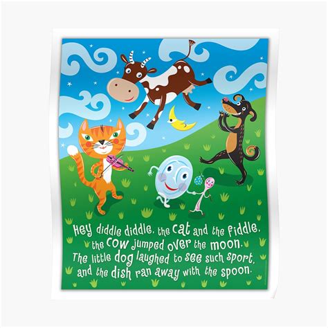 "Hey Diddle Diddle - nursery rhymes" Poster by Lyuda | Redbubble