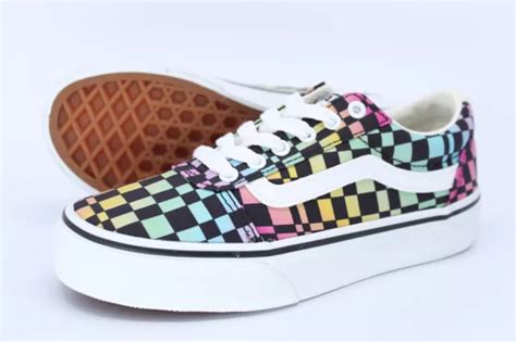 Vans Kids Shoes Ward Trainers Ks 13 Trippy Checkerboard Multi White 53