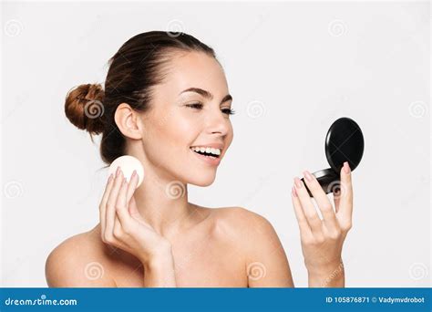 Beauty Portrait Of A Happy Attractive Half Naked Woman Stock Image Image Of Natural Mirror