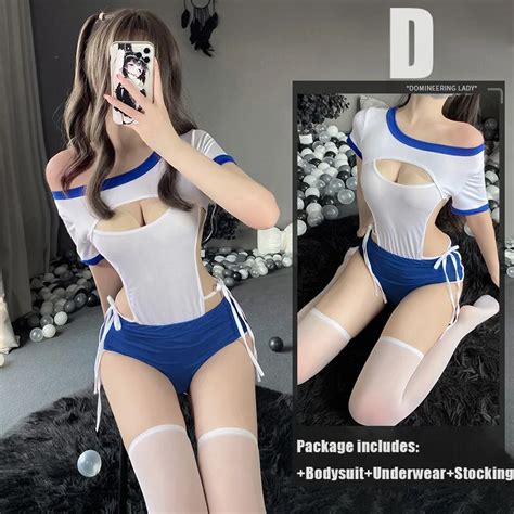 Billionm OJBK School Girl Uniform Kawaii Open Chest Bodysuits Japanese Erotic Lingerie Nun