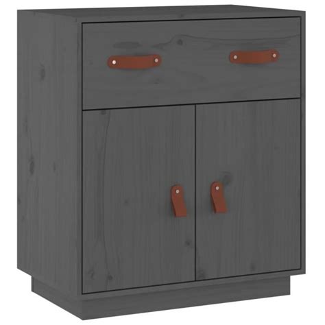 Buffet Bas Akozon Gris Bois Massif De Pin Porte Style