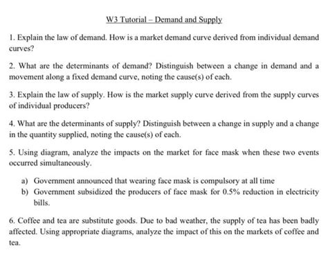 Solved Explain The Law Of Demand How Is A Market Demand Chegg