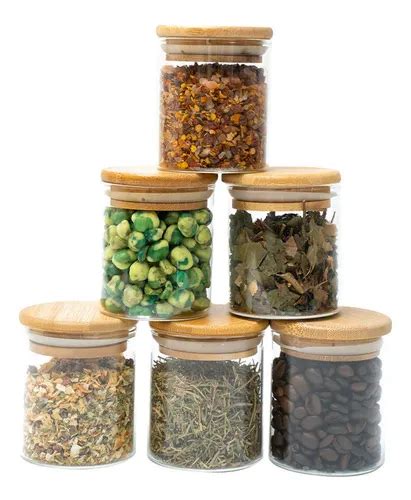 Kit Potes De Vidro ml Tampa De Bambu Herméticos Tüd Cor Nude Parcelamento sem juros