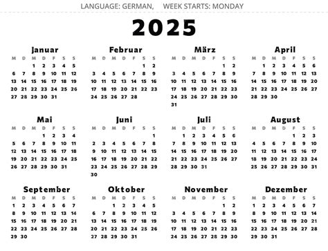 Premium Vector | 2025 year GERMAN calendar kalender Vector illustration