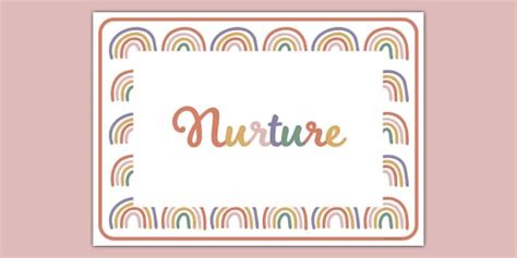 Muted Rainbow Themed Nurture Display Poster Teacher Made