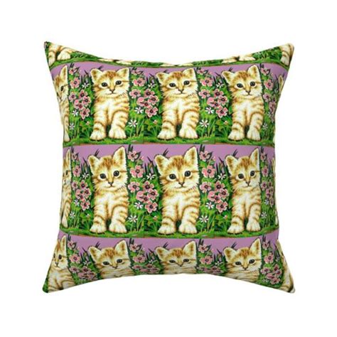 Vintage Retro Kitsch Cats Pussy Kittens Fabric Spoonflower