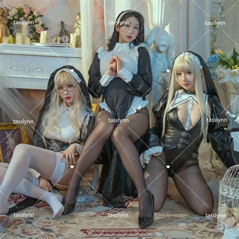 Chowbie Design Black White Dress Sister Uniform Hot Anime Cosplay Nun For Sexy Girls Dark Reign