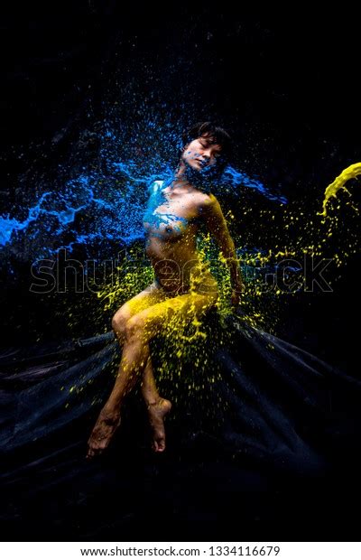 Nude Woman Paint Splash Asian Girl Stock Photo 1334116679 Shutterstock
