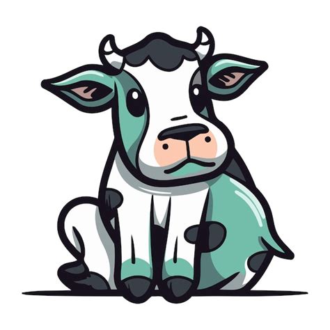 Una Linda Vaca De Dibujos Animados Aislada En Un Fondo Blanco