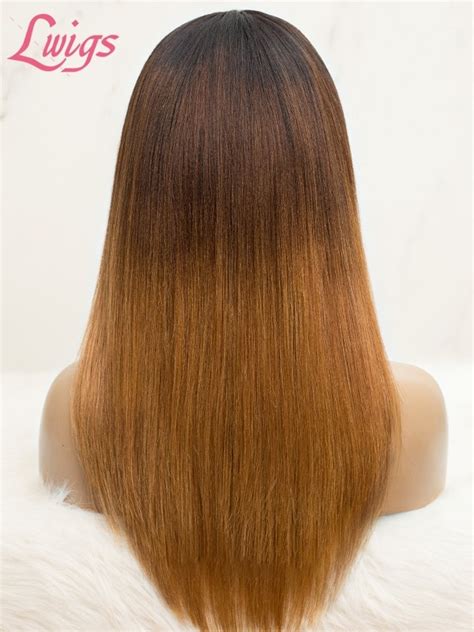 Lwigs Custom Wig Units Layer Cut Brown To Blonde Ombre Color Full Lace Wig Human Hair HD Lace