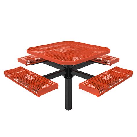 Elite Octagon Rolled Edge Thermoplastic Steel Pedestal Picnic Table