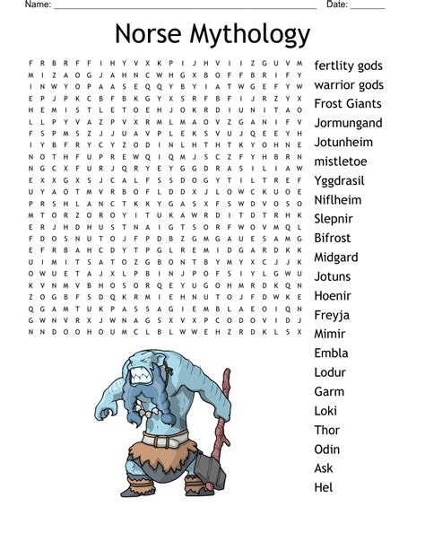 Norse Mythology Word Search Word Search Printable