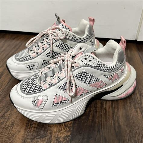 Naked Wolfe Women S Pink And Black Trainers Depop