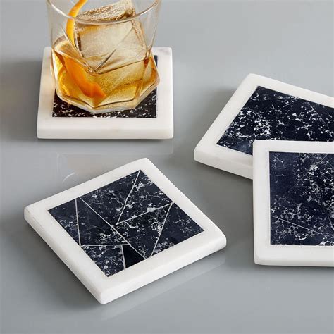 Marble Border Coasters Set Of 4 West Elm Australia