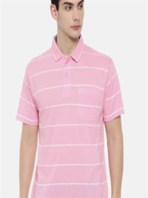 Buy Classic Polo Men Pink Striped Polo Collar T Shirt Tshirts For Men