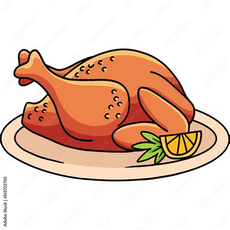 Thanksgiving Dinner Turkey Meal Cartoon Clipart Stock Vector | Adobe Stock