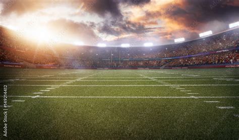 american football stadium 3D in light rays render Stock Illustration ...