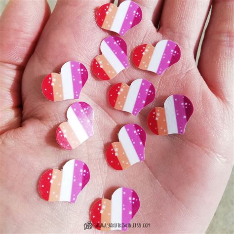 10 Mini Lesbian Pride Flag Heart Waterproof Vinyl Sticker Pack Etsy