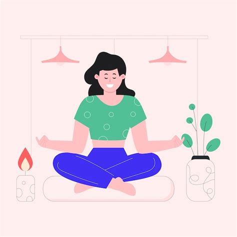 Uma ilustração plana de meditação Vetor Premium