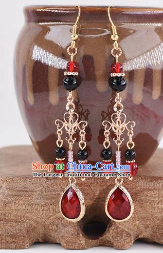 Handmade Chinese Classical Hanfu Crystal Earrings Ancient Palace Ear