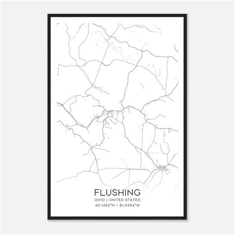 flushing ohio map poster modern home decor wall art print custom