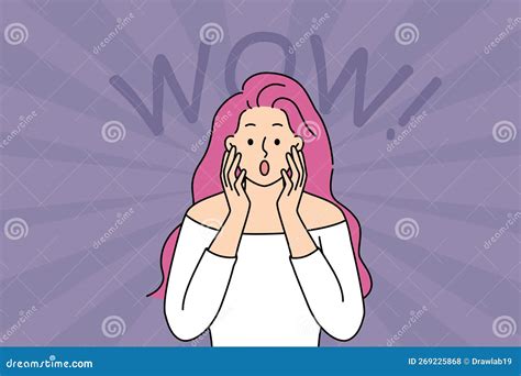 stunned woman shock  side terrified  view cartoon vector