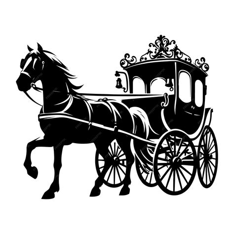 Horse carriage silhouette vector illustration isolated on a white