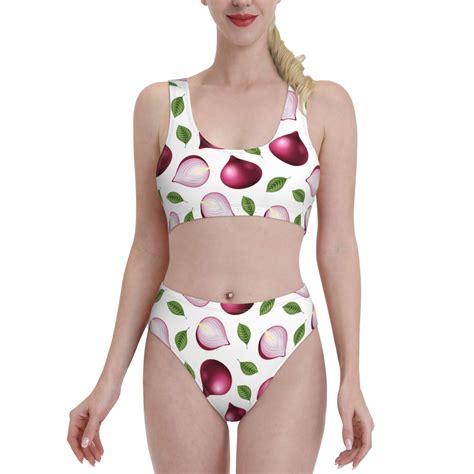 High Waisted Bikini Sets For Women Onion Leaf Piece Sporty Bathing Suit Swim Suits For Women