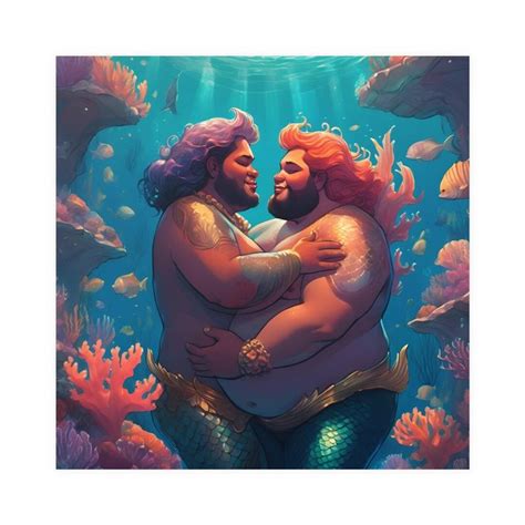 Gay Bear Pride Mermen Matte Poster Vibrant Romantic Undersea Art Gift For The LGBTQ Community
