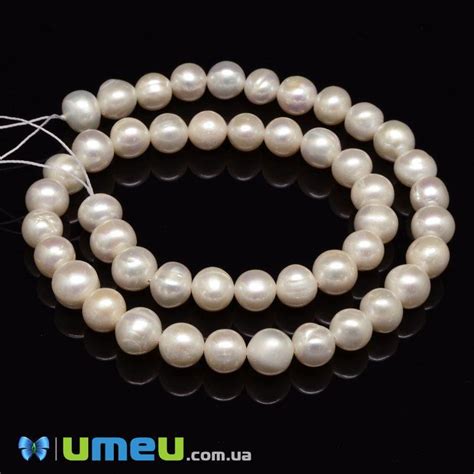 Бусины Натуральный Речной Жемчуг Молочный, 8-9 Мм, 1 Низка (BUS-048782 ...