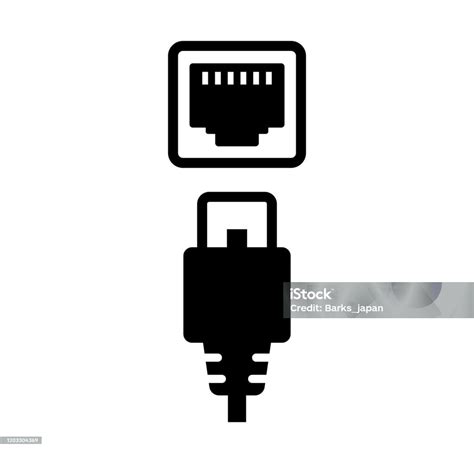 Lan Cable And Connector Vector Icon Illustration Stock Illustration