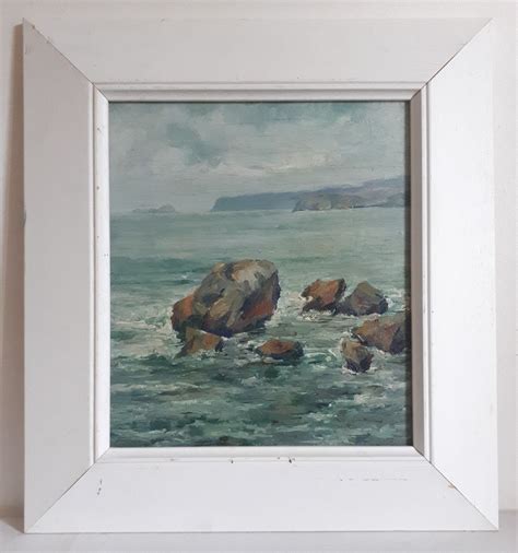 Proantic Huile Sur Bois Arnao Asturias Espagne Paysage Marin