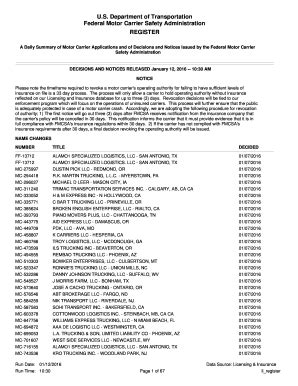 Fillable Online Us Department Of Transportation Federal Motor