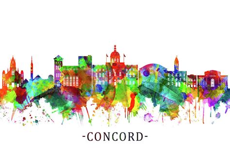 Concord New Hampshire Skyline Mixed Media by NextWay Art - Fine Art America