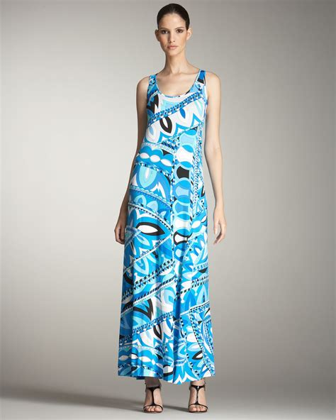 Emilio Pucci Tank Long Dress In Blue Lyst